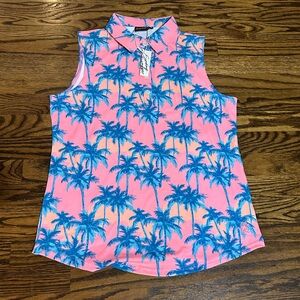 Tropical Palm Print Muscle Tee
